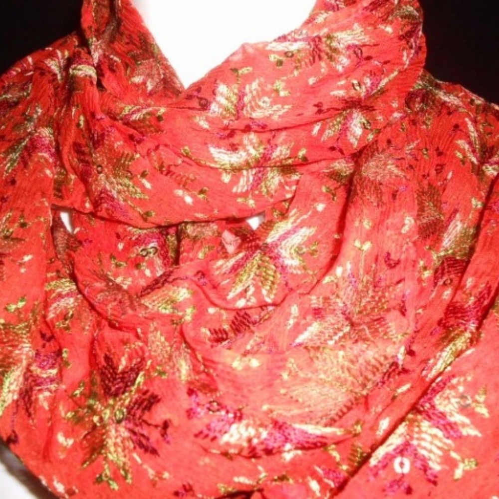 Lightweight Infinity Scarf Rust Colored Crinkle - image 4